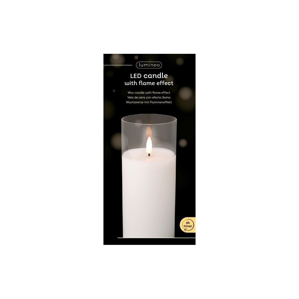 CANDELA IN VETRO LED BIANCO H.17.5 D.7.5
